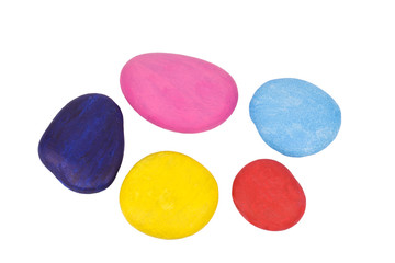 Colourful pebbles isolated on a white background