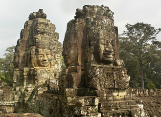 The Bayon -  richly decorated Khmer temple at Angkor in Cambodia.
