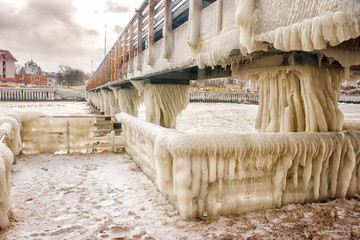 ice covered pier