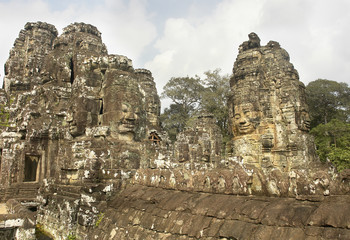 The Bayon -  richly decorated Khmer temple at Angkor in Cambodia.
 - obrazy, fototapety, plakaty