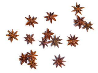 Star anise (dried Ilicium fruit), top view, paths