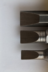 metal screwdriver tool macro view in studio straight edge tip dr
