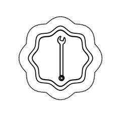 monochrome silhouette sticker with wrench in frame vector illustration