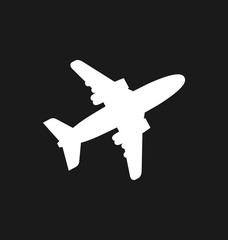 Fototapeta na wymiar Plane icon / sign in flat style isolated. Airplane flight symbol