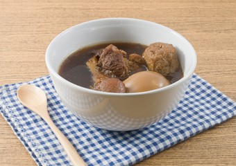 Bowl of Five Spice Stew with Egg, Tofu and Pork