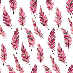 Seamless background with vintage feathers. Boho style. Pattern.