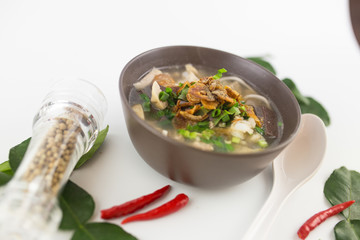 Vietnamese Rice Noodle Soup with pork spare ribs - 134016845