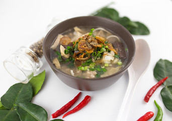 Vietnamese Rice Noodle Soup with pork spare ribs - 134016869