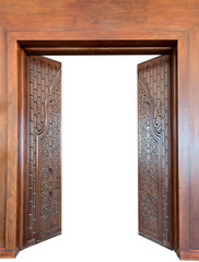 Cabinet bosses with wide open doors. isolated