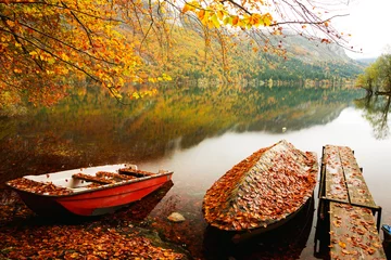 Foto op Canvas Beautiful autumn scenery at lake Bohinj © Kavita