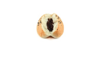 Bread stuffed with black bean on  white background