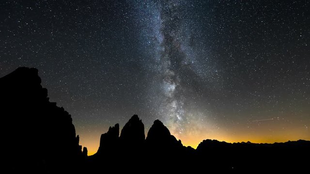 4k UHD Tre Cime De Lavaredo Milky Way Wide Static 11558
