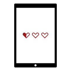 Hearts icon - Flat design, glyph style icon - Colored enclosed in a tablet