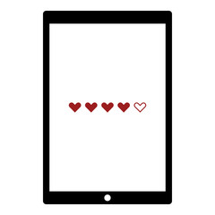 Hearts icon - Flat design, glyph style icon - Colored enclosed in a tablet
