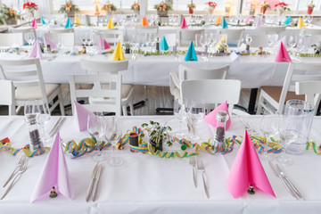 festive table setting banquet hall