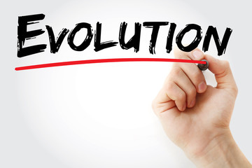 Hand writing Evolution with marker, concept background