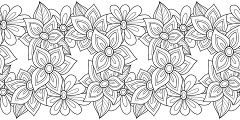 Vector Seamless Monochrome Floral Pattern