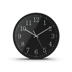 classic Office clock on white. Front view. 3D illustration