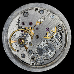 clockwork old mechanical USSR watch, high resolution and detail
