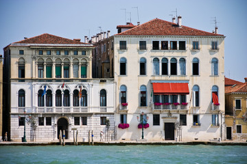 Naklejka premium View of the typical palaces in Venice, Italy.