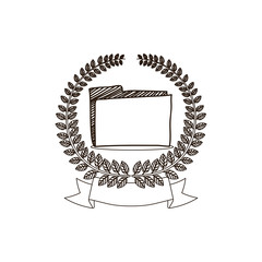 arch of leaves with folder and label vector illustration