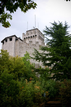 View Cesta tower on Mount Titano in San Marino.