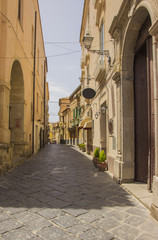 Typical narrow street of Southern Italy, Tropea, Calabria