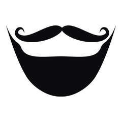 Moustache and beard icon, simple style