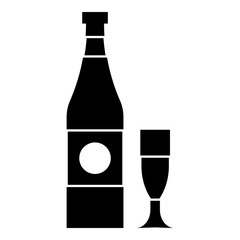 Bottle and glass icon, simple style