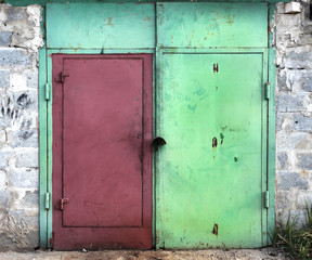 old metal warehouse door, hangar, high resolution photo
