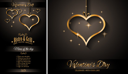 Valentine's Day Restaurant Menu Template Background for Romantic Dinner