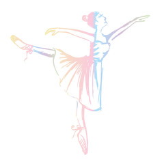 Naklejka na ściany i meble Hand drawn sketch of young ballerina