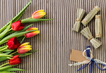 Muttertag Valentinstag Blumengruß mit Tafel