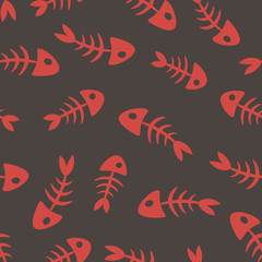  fish bones.Vector seamless pattern.