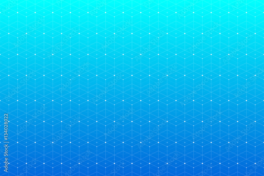 Aufkleber Blue geometric pattern with connected lines and dots. Graphic background connectivity. Modern stylish polygonal backdrop communication compounds for your design. Lines plexus. Vector illustration.