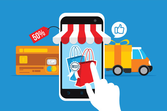 ecommerce online store concept with mobile smartphone