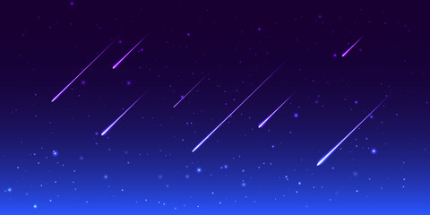 Vector night sky with shooting stars