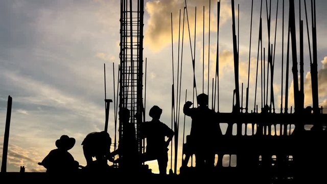 construction worker silhouette on the work place