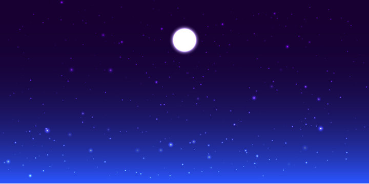 Vector night sky with moon