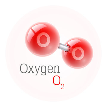 Chemical model of oxygen molecule. Assembly elements