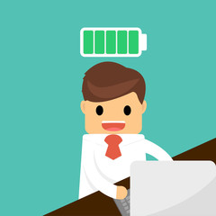 Happy businessman with full energy concept .