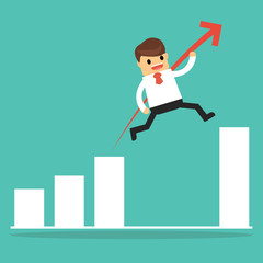 Businessman Jump Through The Gap In Growth Chart. Business conce