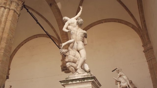 Statue "The Rape of the Sabine Women" by Giambologna in Florence, Italy
