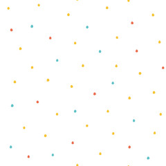 Seamless multicolored baby vector free hand doodle polka dot texture, dry brush ink art.