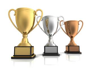 award cups concept  3d illustration