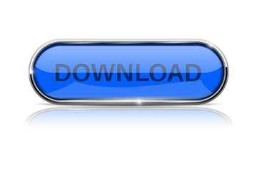 Download button. Shiny blue oval web icon