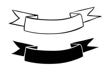 Ribbon banners. Blank and white outline icons