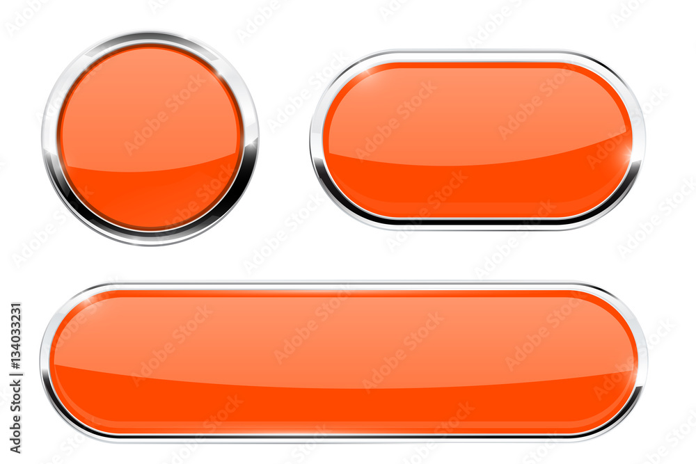 Wall mural orange buttons with chrome frame