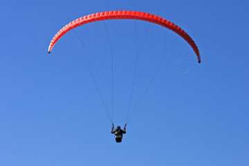 Paraglider flying
