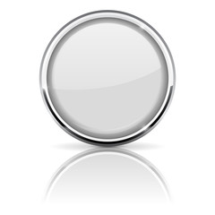 White glass button with chrome frame